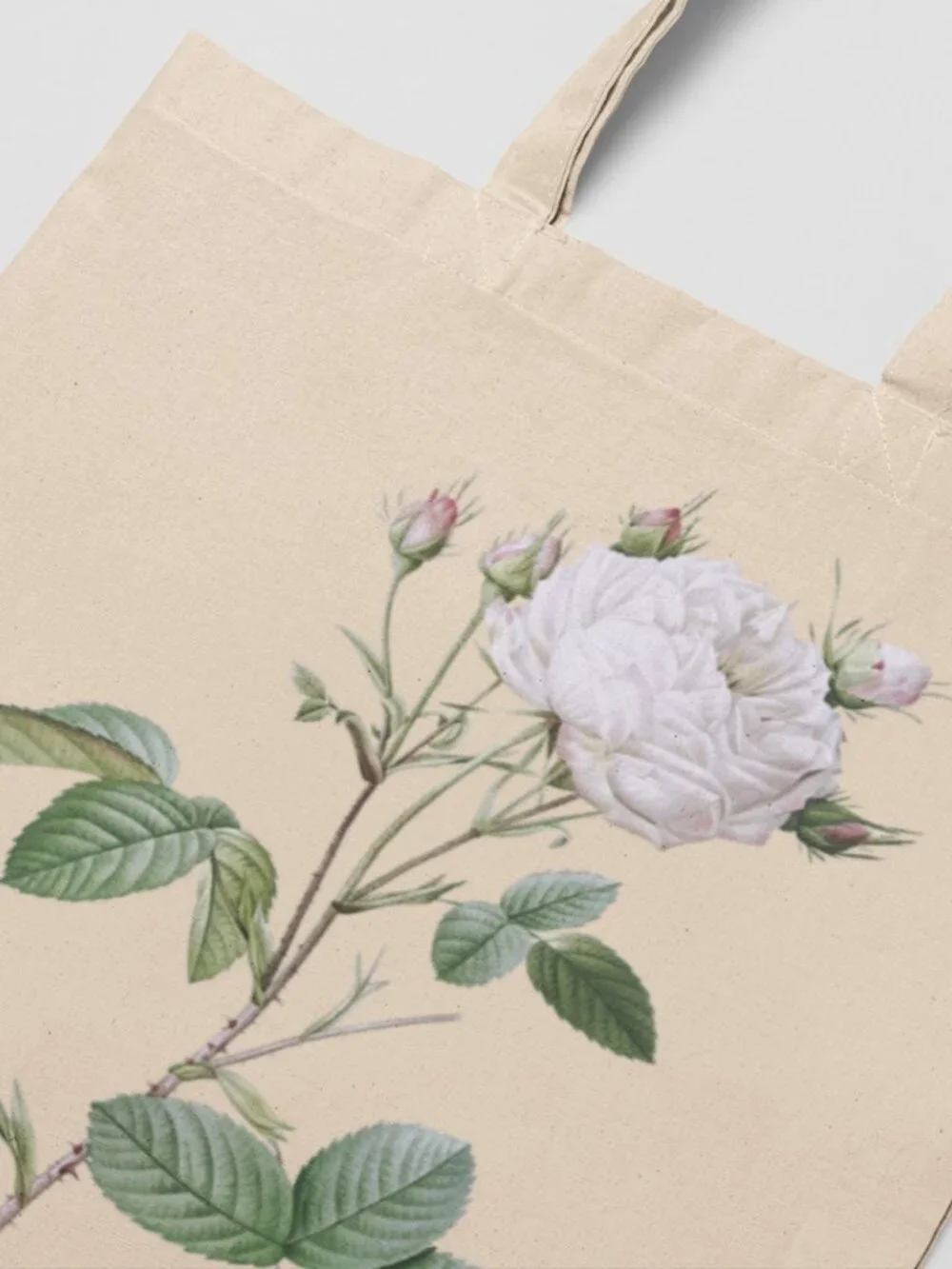 Cabbage Rose Vintage Floral Print Graphic Canvas Tote Bag